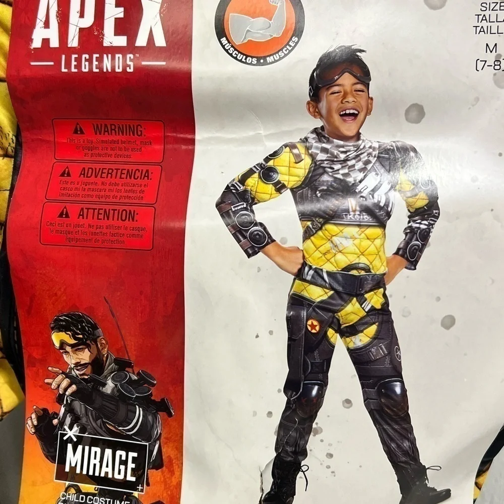APEX Legends Mirage Child Halloween Costume Jumpsuit Goggles M (7-8)
